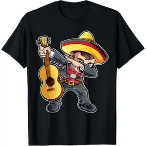 100% Cotton Unisex Crew Neck Tee  Dabbing Mariachi T Shirt Cinco de Mayo Kids Boys Men Mexican T-Shirt