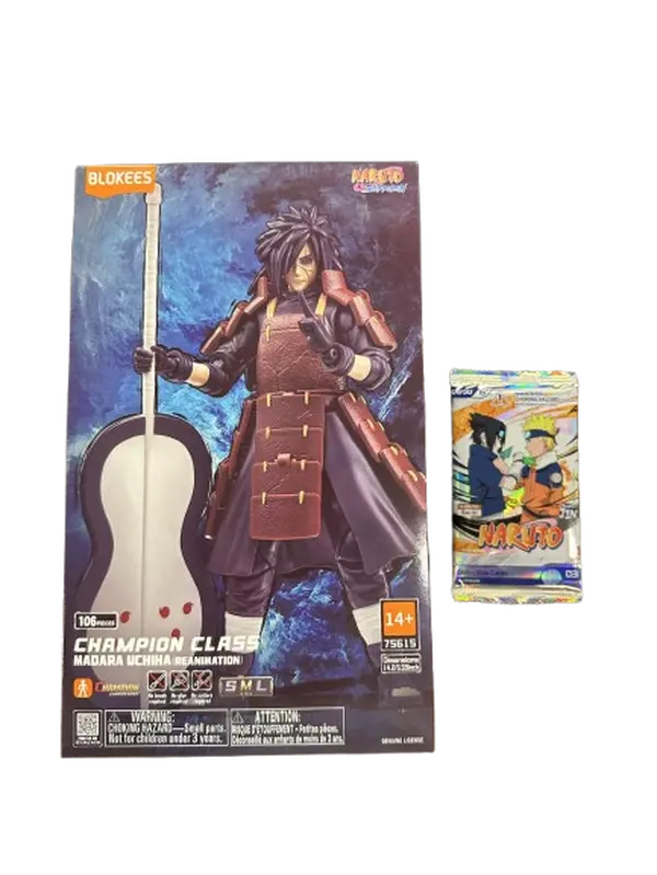 Naruto Bundle - Kayou Naruto Chapter Jin Series 3 Booster Pack & Blokees Naruto Champion Class Madara Uchiha - Qty 1