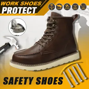 Steel Toe Men's Breathable Work Safety Boots Anti Slip All Seasons Anti Crushing Anti Puncture Closed Style Durable