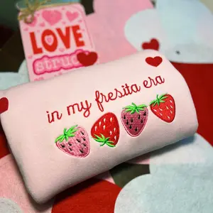 STRAWBERRY FRESA EMBROIDERED SWEATSHIRT VALENTINES DAY Comfort Embroidery Casual Comfortable Casual