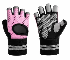 [SummWins] Women’s Pink Workout Gloves, Half-Finger Breathable Design with Wrist Rest, Anti-Slip Silicone Surface, for Weight Training & Cycling, Sizes M/L Fitness Workout Accessories