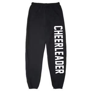 Cheerleading Fleece Sweatpants Varsity Cheerleader [Black/Youth Large/White] -SS