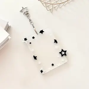 Starry Sky Theme Acrylic Card Sleeve, Small Card Holder for Three Inch Photos, Student ID and Transit Card Holder, Polaroid Card Sleeve for Mini Cards