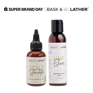Scalp Stimulator & Hair Elixir Bundle: Growth & Length Retention with Castor Oil, Peppermint, and Rosemary - Natural Heat Protectant Treatment Haircare Luxurious Haircare Strengthen Hair Thickening Boost