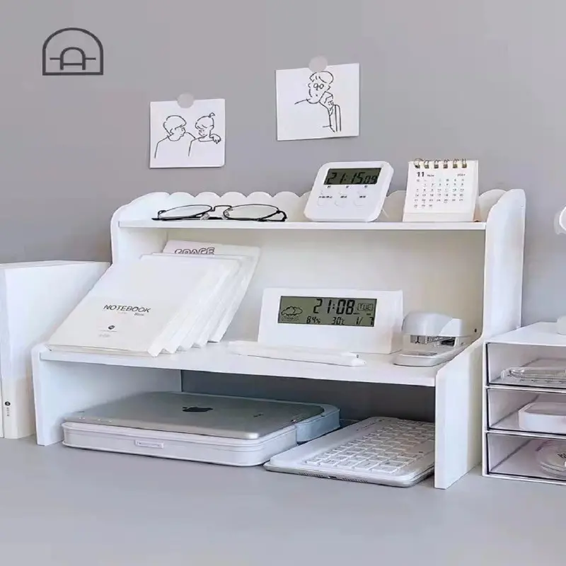 ins style double-layer heightened desktop shelf desk organizer tidy dormitory Home Office cosmetics stationery book storage and organization shelf