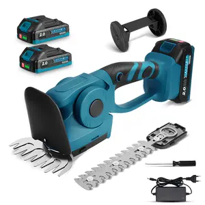 2-in-1 Brushless Hedge Trimmers, Yofidra Cordless Grass Shears with Dual 2.0Ah Batteries, 8.6" Electric Bush Shrub Trimmer with Dual Action Blade, Handheld Grass Cutter with Ergonomic Handle for Yard, Garden, Lawn & Home Pruning