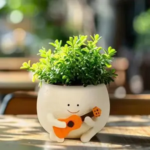 Cute Resin Plant Pot, Flower Pot, Light, Farmhouse Style Decor, Indoor Outdoor Use, Perfect Gift for Office Home, Succulents Herbs Small Plants