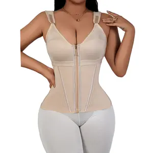 Trendyhub Zipper Corset for Womenwith Bra, Tummy Control Sport Workout VestFajas Colombianas Waist Shapewear Tank Top