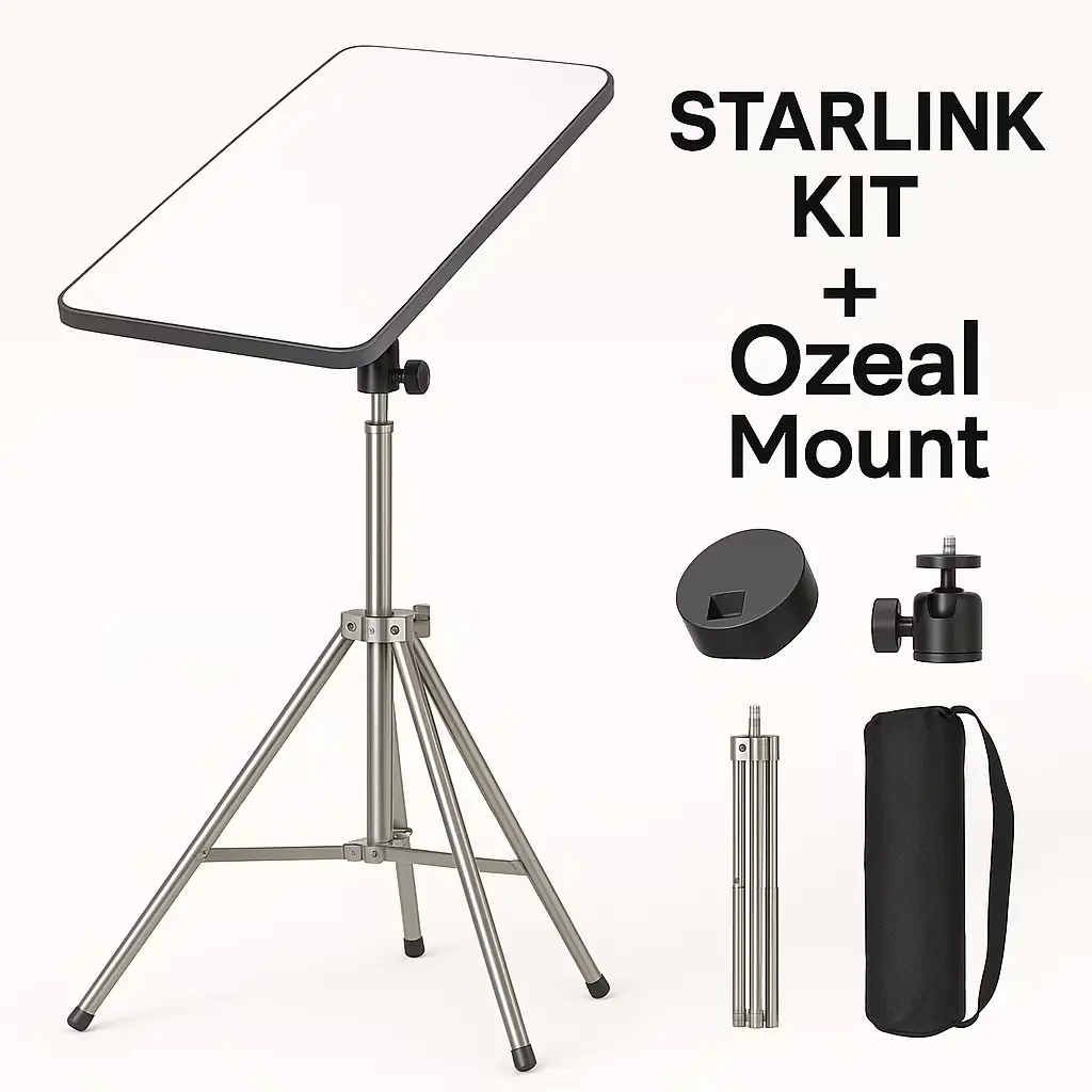 Mini Satellite Internet Kit, Portable Phased Array Antenna, High-Speed WiFi, Mesh Connectivity, RV & Travel, Ozeal Mount
