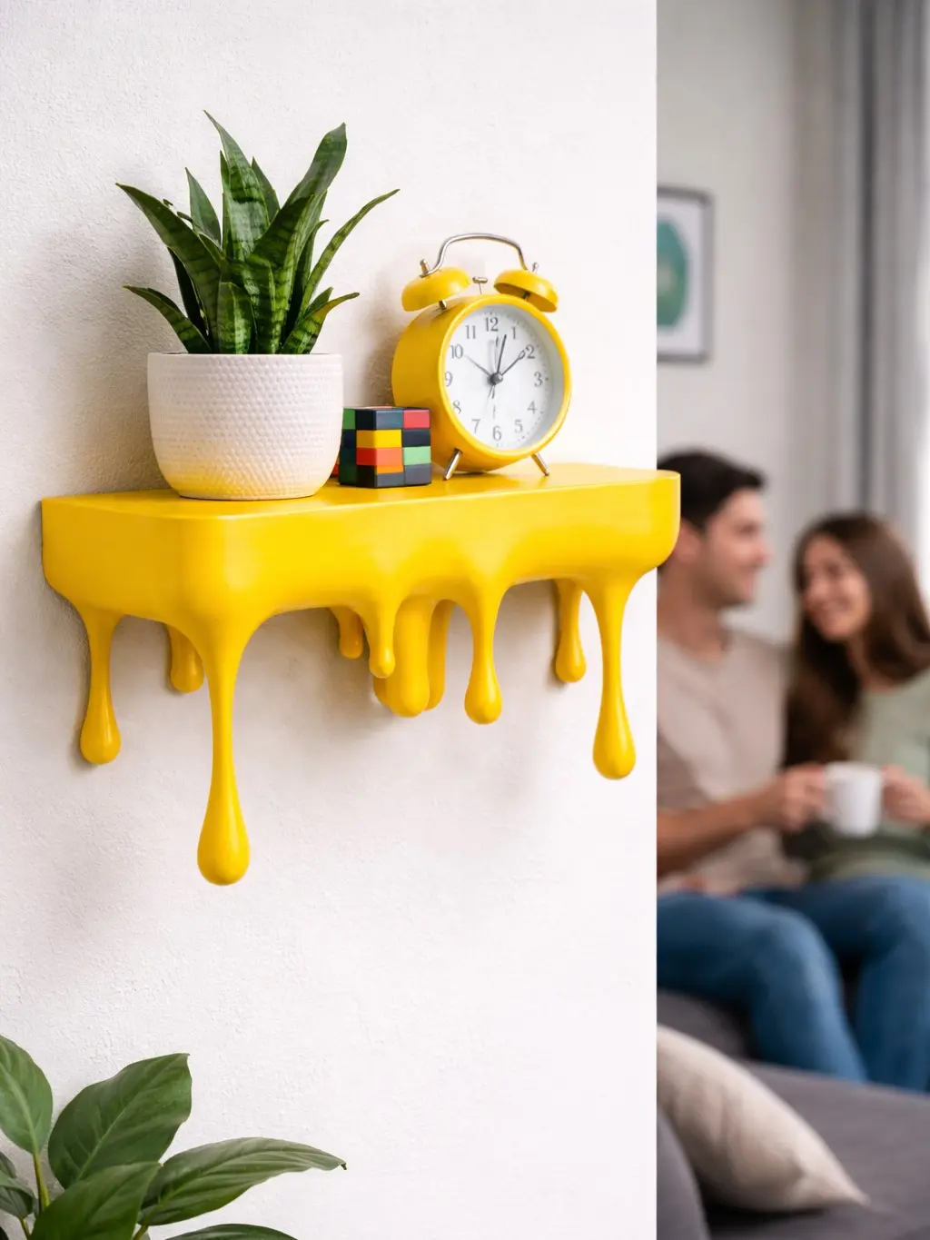 Dripping Floating Wall Shelf – Modern Melt Design Display Shelf, Funky Room Decor & Wall Storage