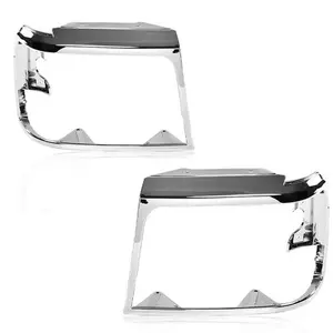 Chrome Headlights Trim Bezel Pair Set Fit For 1992-1996 Ford Bronco F150 Pickup