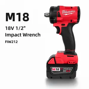 Milwaukee M18 FIW212  1/2 Inch Compact Impact Wrench Kit with 18V Lithium-Ion Battery and Charger for Professional Automotive Maintenance and Mechanical Assembly Featuring 300Nm Torque and 4-Mode Drive Control