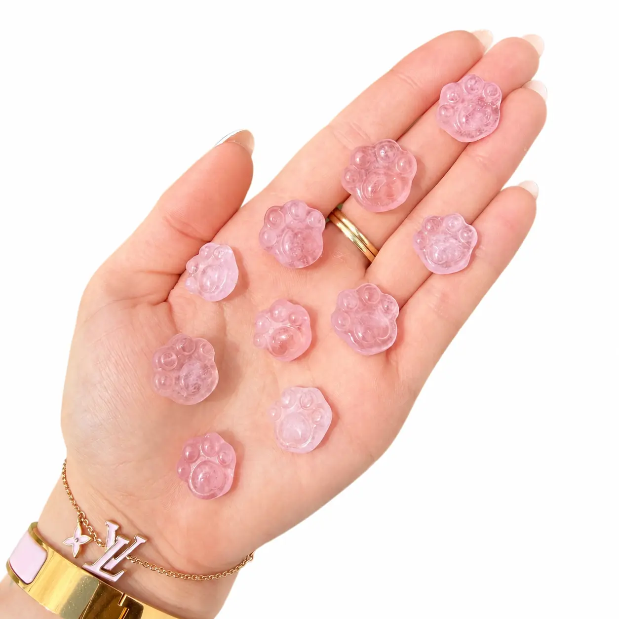 Mini Morganite Paw Print - Natural Carved Morganite