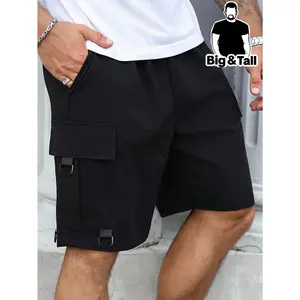 Men's Plus Size Black Cargo Shorts | Big & Tall Y2K Streetwear Utility Bottoms