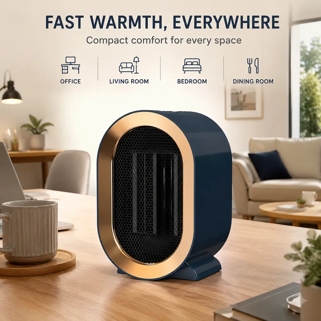 Portable Compact Electric Space Heater - Fast Heating Warmer with Overheat Safe Protection, Quiet Indoor Use Heater for Office Bedroom