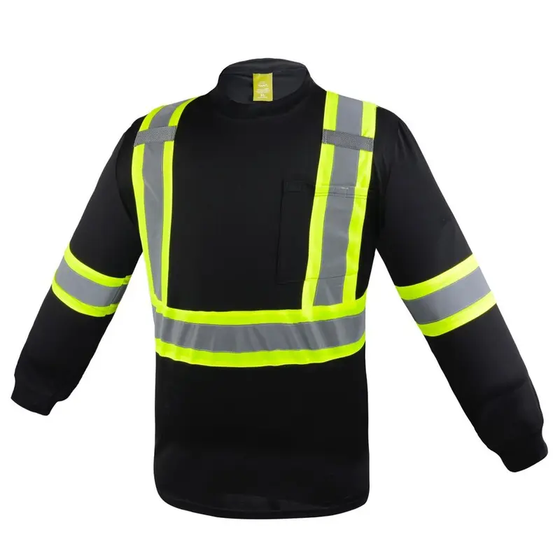 High Visibilty Black long sleeve safety shirt with 2" reflective strip (SEE DESCRIPTION FOR SIZE INFO)