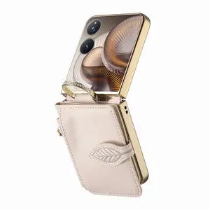 For Moto Razr 50/60 Ultra Series Metal Stand Samsung Galaxy Z Flip Zipper Cover Huawei P50 Case Xiaomi Flip 2 Vivo X Flip Premium PU Leather Feel, Safe Storage, Hand-Free Use, Protection, Phone Cover