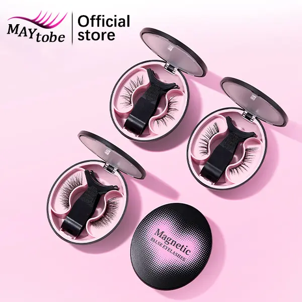 MAYtobe Magnetic Eyelashes Kit with Applicator, 8‑13.5mm Wispy Reusable False Lashes, Lightweight Waterproof Magnetic Lash Set, Daily Eye Makeup