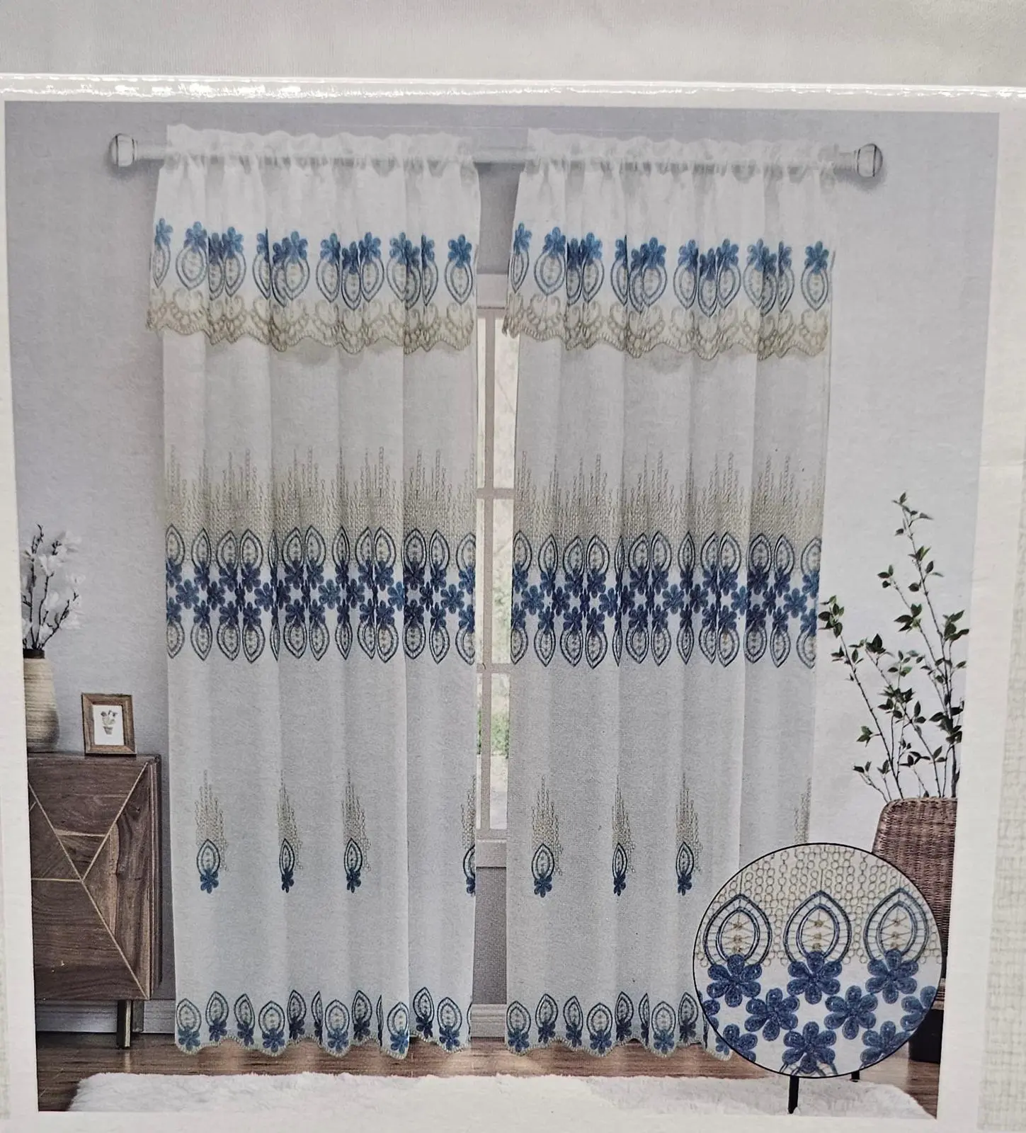 Noor Embroidery Curtain with Backing