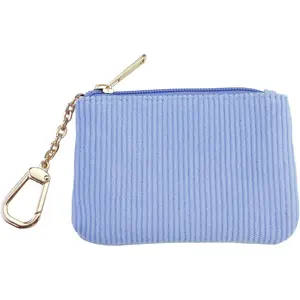 Corduroy Keychain Coin Purse – Medium Size Change Purse, Keychain Pouch Wallet for Women and Men (Sky Blue)