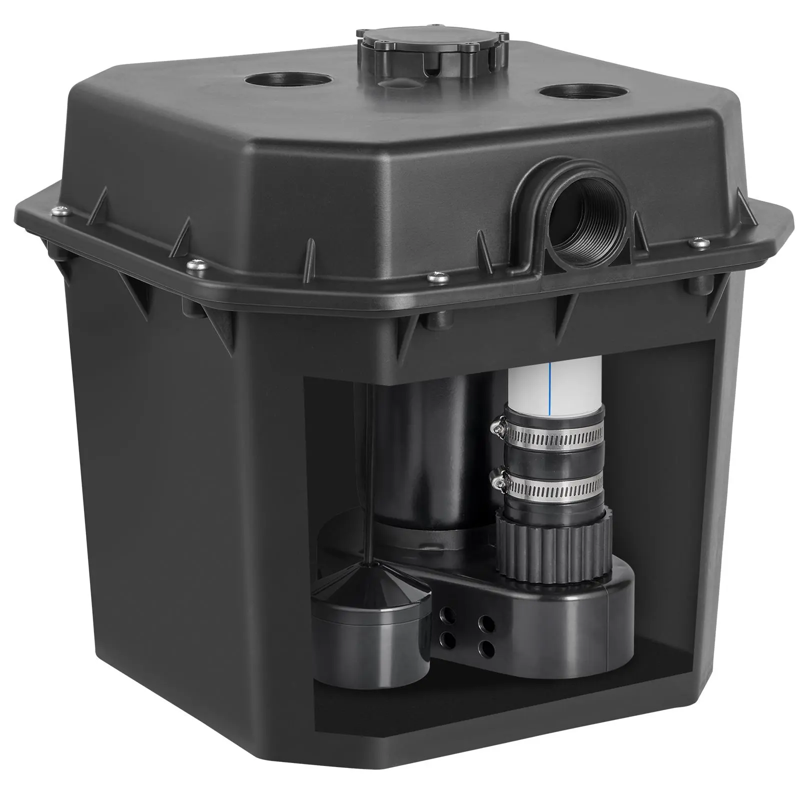 【BackToSchool】VEVOR Heavy Duty Industrial Under-Sink Sump Pump System, 1/3 HP 120-Volt, 2900 GPH Flow, 25 ft Head, 6 Gal Basin, Automatic Pipe Drain Pump with 1-1/2" NPT Outlet, Basement Parts, Black, 6 Gallon Basin