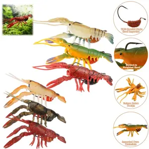 Easy Catch Pre-Rigged Soft Fishing Lures for Freshwater and Saltwater, Super Durable TPE Bass Jig Lures, Lifelike Shrimp Bait, Weedless Crayfish Lures, Amazing Fishing Gifts, Keep Separately