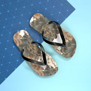 Floral-Inspired Flip Flops, Summer Sandals, Vacation Footwear, Casual Slippers, Shell Print, Coastal Style