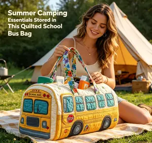 Summer Road Trip Essential My Quilted School Bus Duffle Bag Beach Days & Picnics Just Got Cuter With This Bus Bag From Pool Days To Weekend Trips – This Bus Bag Does It All My Go-To Summer Bag Fits Everything (18” Large Size)