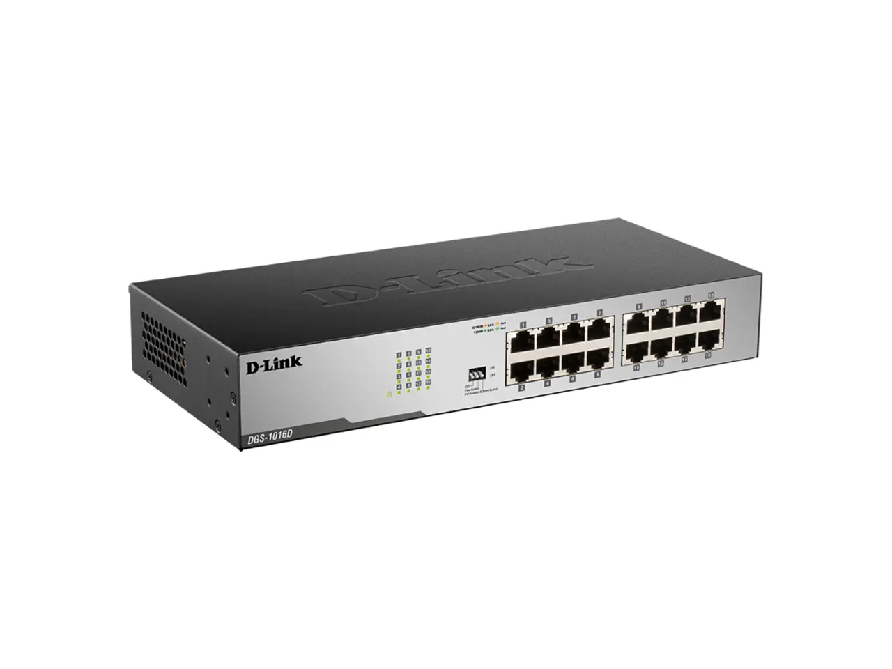 D-Link 16-Port Gigabit Ethernet Unmanaged/ Plug and Play Switch | Fanless | Metal Compact | Desktop/Rackmount - (DGS-1016D)