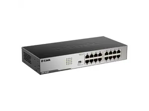 D-Link 16-Port Gigabit Ethernet Unmanaged/ Plug and Play Switch | Fanless | Metal Compact | Desktop/Rackmount - (DGS-1016D)