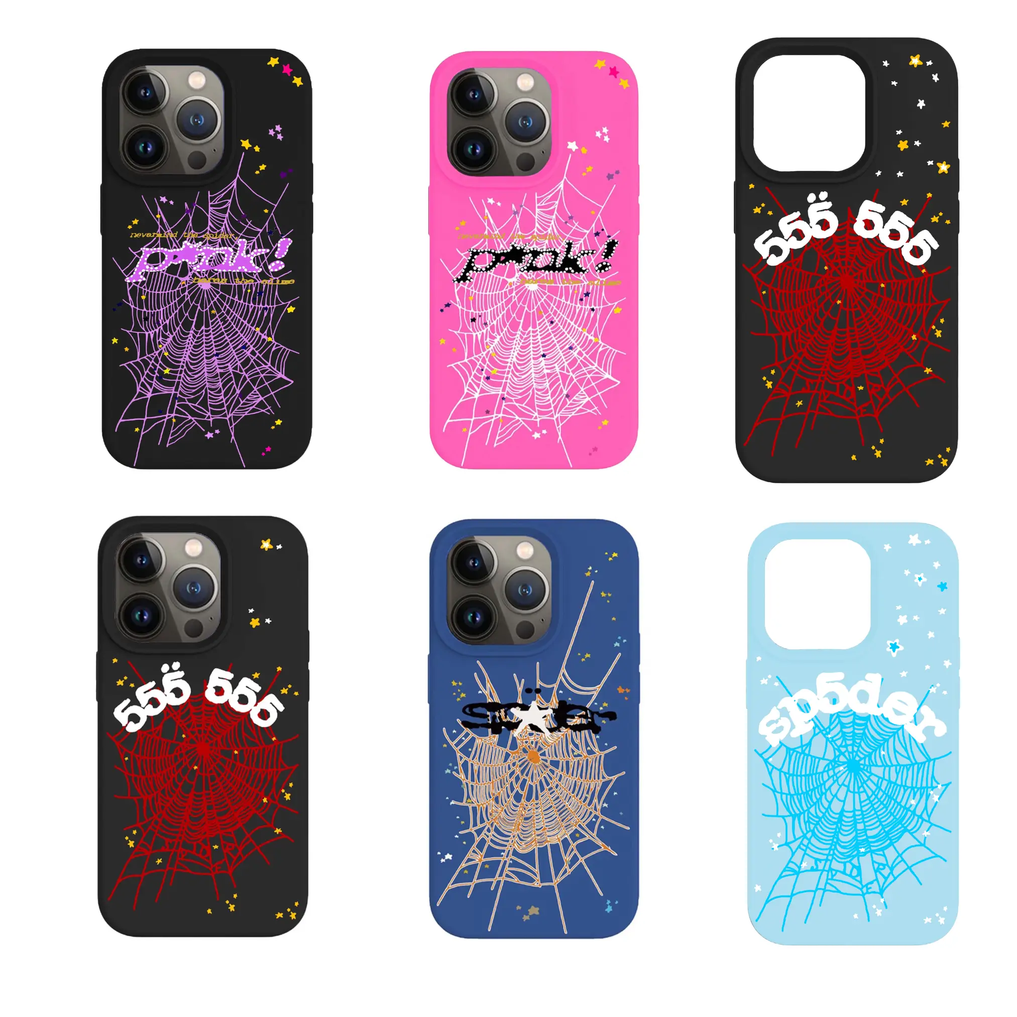 Sp5der Pink Hypebeast Tough Phone Cases Accessories Cover Cellphone Aesthetic Protection Plastic Rubber iPhone 15 14 13 12 11 Pro Max Plus X