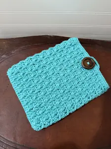 Lyssa's Crocheted Corner Handmade Crocheted Book/ Tablet/ Kindle Sleeves with Button to Close, Approximately 9x7 Inches, Colored Yarn