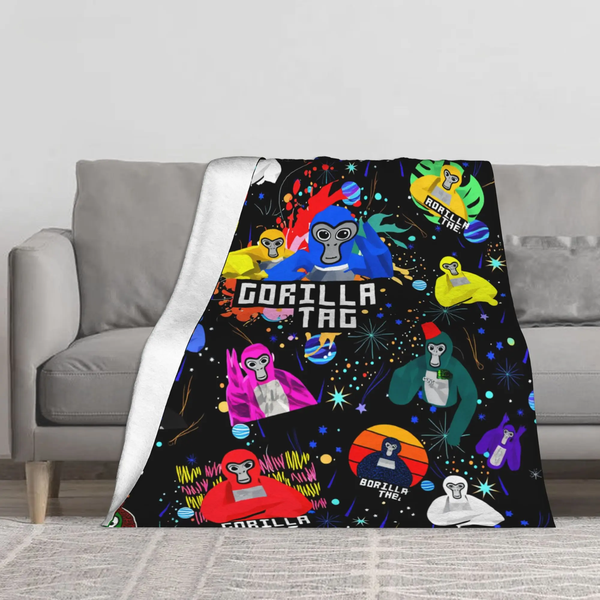 Gorilla Tag Game Fan Inspired Flannel Blanket Multiple Size Options Soft Warm Print Throw Blanket For Home Sofa Bed Gaming Enthusiast Gift