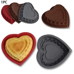 1pc, Heart Shaped Cake Pan, 5.9''x5.3'', Silicone Baking Cake Mold, Love Baking Pan, Oven Accessories, Baking Tools, Kitchen Gadgets, Kitchen Accessories