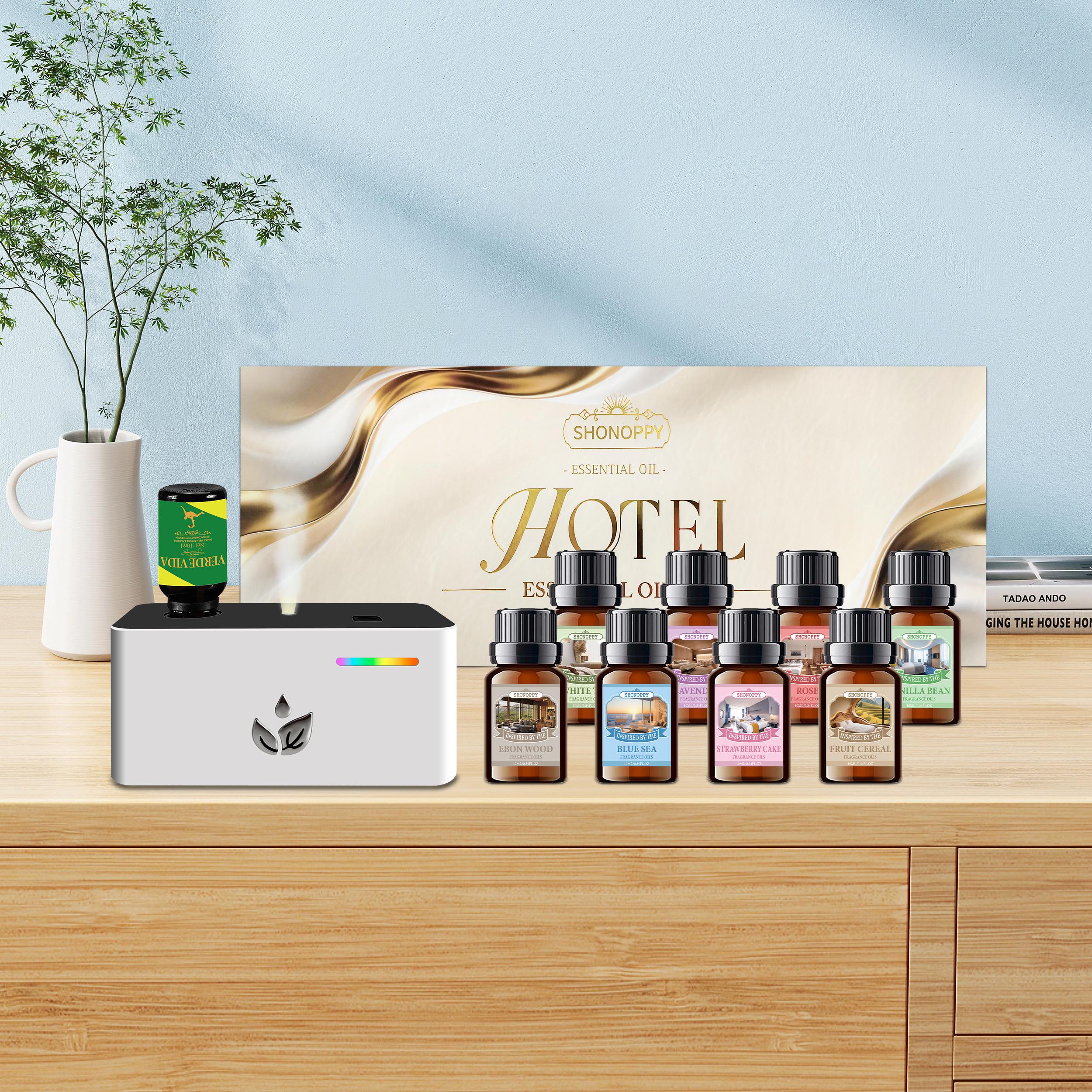 Shonoppy Hotel Essential Oil Set - 8 Bottles Long-Lasting Scent Perfume Diffuser Oil, Usable for Skin Smoothing, Car Aroma Diffuser, Humidifier, Candle Soap DIY, Home Fragrance, Luxury Gift