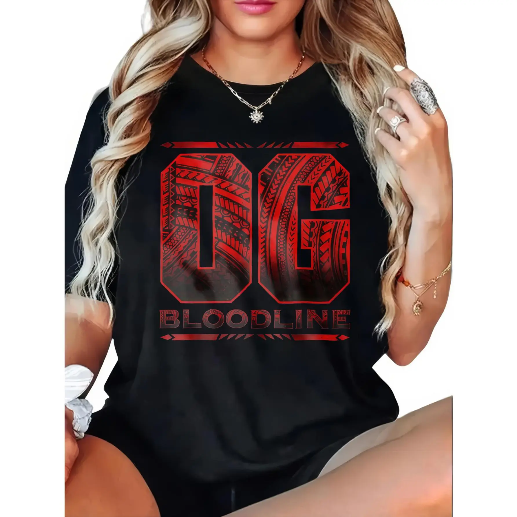 100% Cotton Unisex Bloodline OG Funny Roman Wrestler T-Shirt Casual Graphic Printed Tee