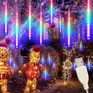 USB Powered 8 Tubes LED Meteor Shower Light, 1 Count Waterproof LED String Light, Outdoor & Indoor Decorative Light for Home Party Wedding Festival, Party Led Lights