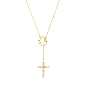 Side Crown Cross Y Necklace For Women Gold And Silver Dainty Pendant Choker Necklaces For Daily Party Aesthetic Gifts For Fashion Mother'sDay Jewelry Bling Stylish Accessory
