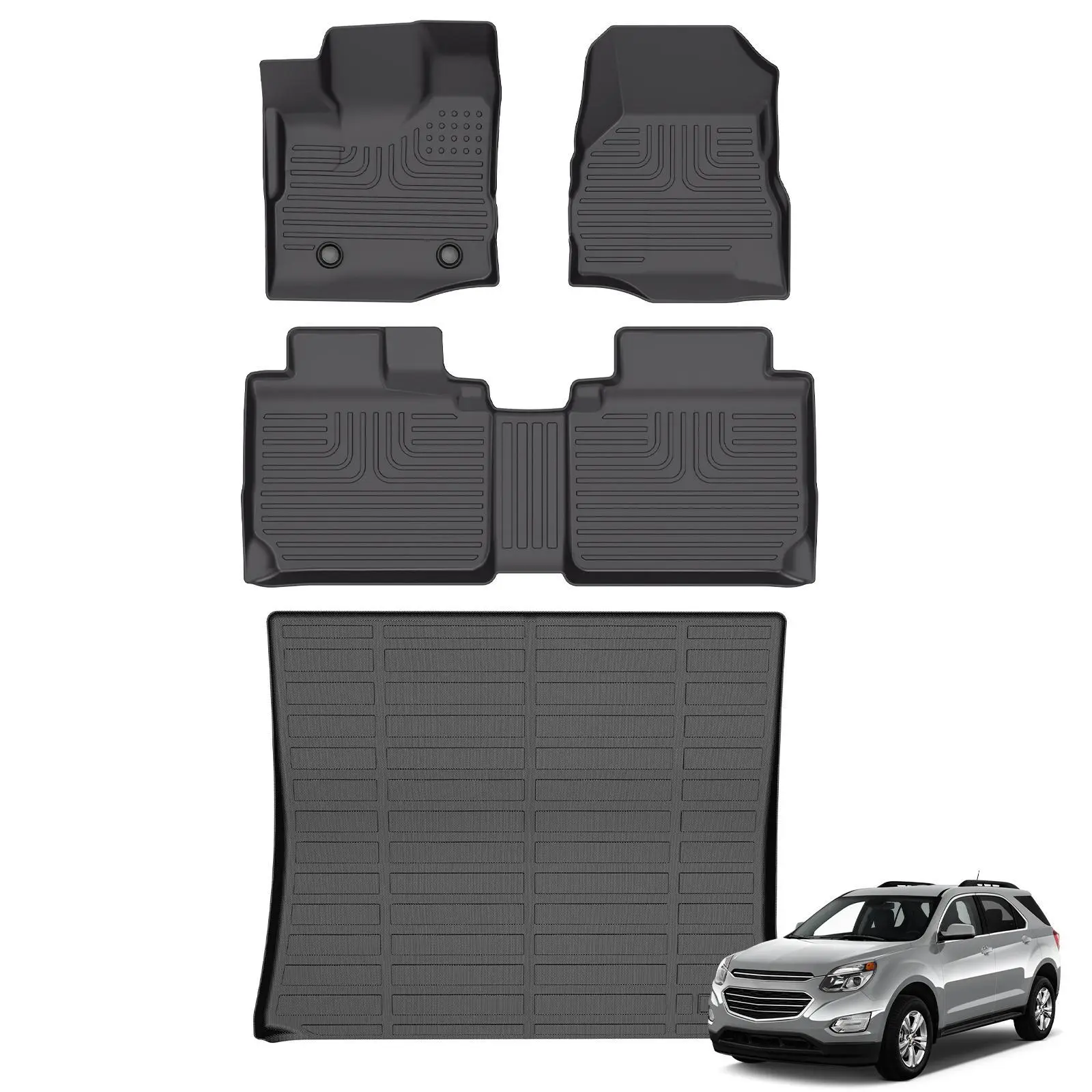 KELCSEECS Chevrolet Equinox 2012-2017 Floor Mats & Cargo Liners, All Weather Protection TPE Duty Non-Slip Custom Automotive, Front & Rear Row & Trunk Mats, Accessories, Waterproof, Easy to Clean, Eco-friendly Material, Chevy / GMC Terrain 2012-2017
