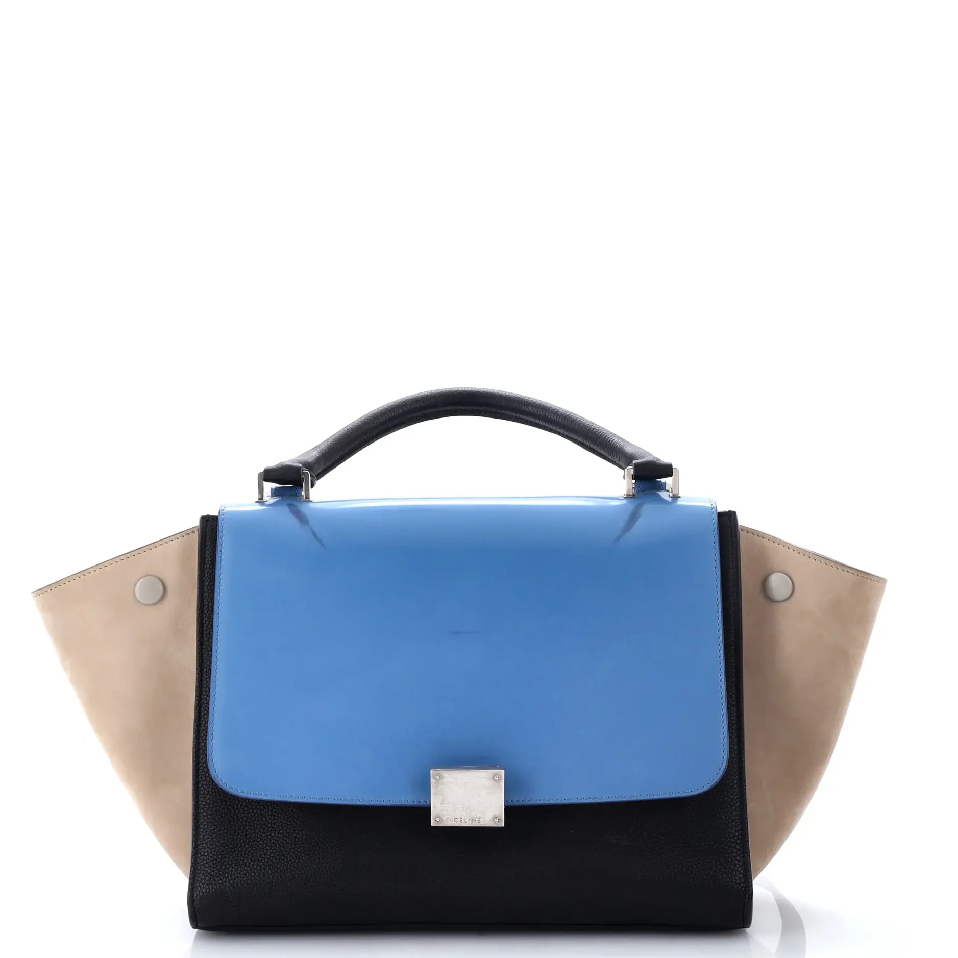 Pre-owned Celine Leather Top Handle Bags Tricolor Trapeze Bag Small by Rebag