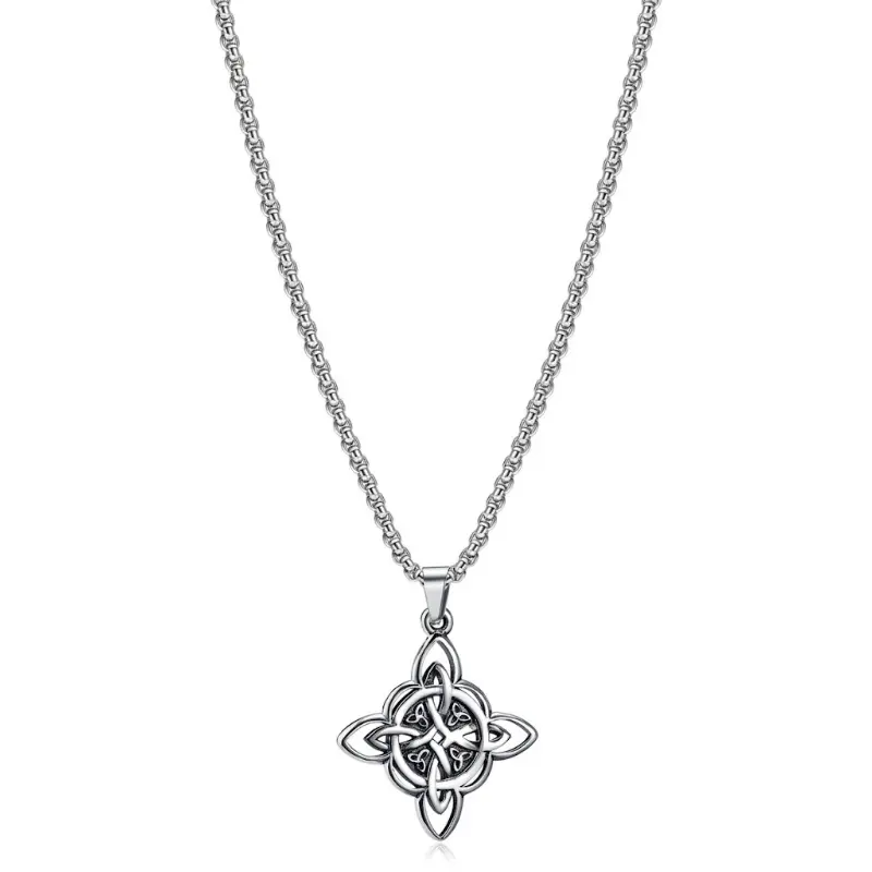 Women's Witchy Celtic Knot Necklace - Stainless Steel Mystic Trinity Metal Pendant, Unisex Modern Witch Jewelry, Durable Charm Safe for Everyday Wear, Casual Daily Use