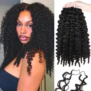 Burmese Curly Feather Crochet Human Hair for Mircale Knots Virgin Human Hair Bundles Pre- Separeted 60g/ Bundle- Knotless Boho Braids, 4-5 Bundles for Full Head