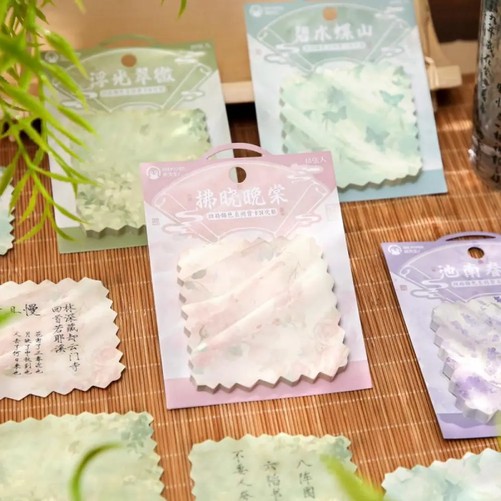 Paper Made Reusable Post-It Notes, 180 Sheets with Back Cards, Plant & Flower Theme, Romantic Simple Style for DIY Decoration, Scrapbook, Office Memo Use