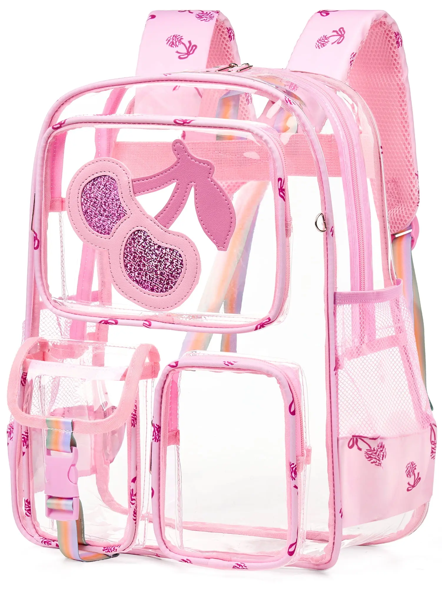 Dakimoe Clear Backpack Butterfly Heavy Duty Transparent Bookbag Teen Girlish Cute Bag Large Capacity See Through Backpacks Stadium Approved Daypack for Middle School College Sport/Travel