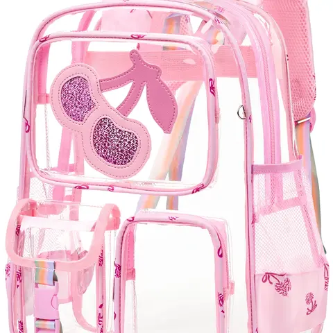 Dakimoe Clear Backpack Butterfly Heavy Duty Transparent Bookbag Teen Girlish Cute Bag Large Capacity See Through Backpacks Stadium Approved Daypack for Middle School College Sport/Travel