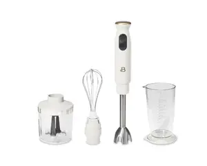 Beautiful 2-Speed Immersion Blender with Chopper & Measuring Cup, White Icing by Drew Barrymore