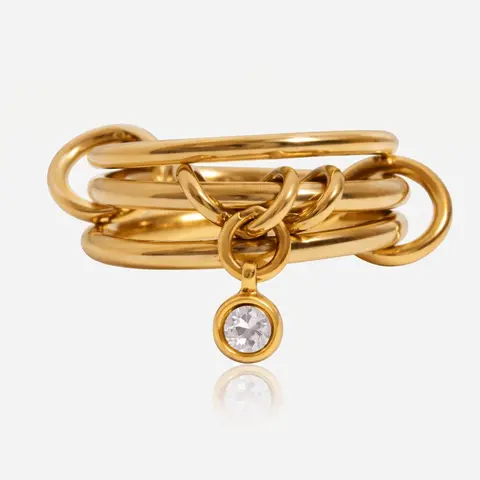 EVRY JEWELS Gold or Silver Plated Women's Hypoallergenic Ava Stacked Ring
