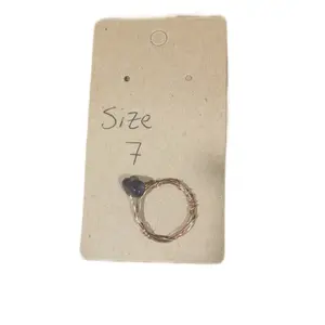 Copper Wire Wrapped Ring with Single Amethyst Stone Size 7 Handcrafted Jewelry Accessory