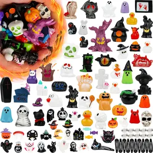 100+pcs Halloween Mini  Figures 75 Styles    Little Small Figures to  Pumpkin Ghost Garden Miniatures Figurines (Classic Style)