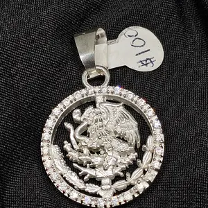 Mexican Eagle Pendant with CZ Halo – Symbolic National Pride
